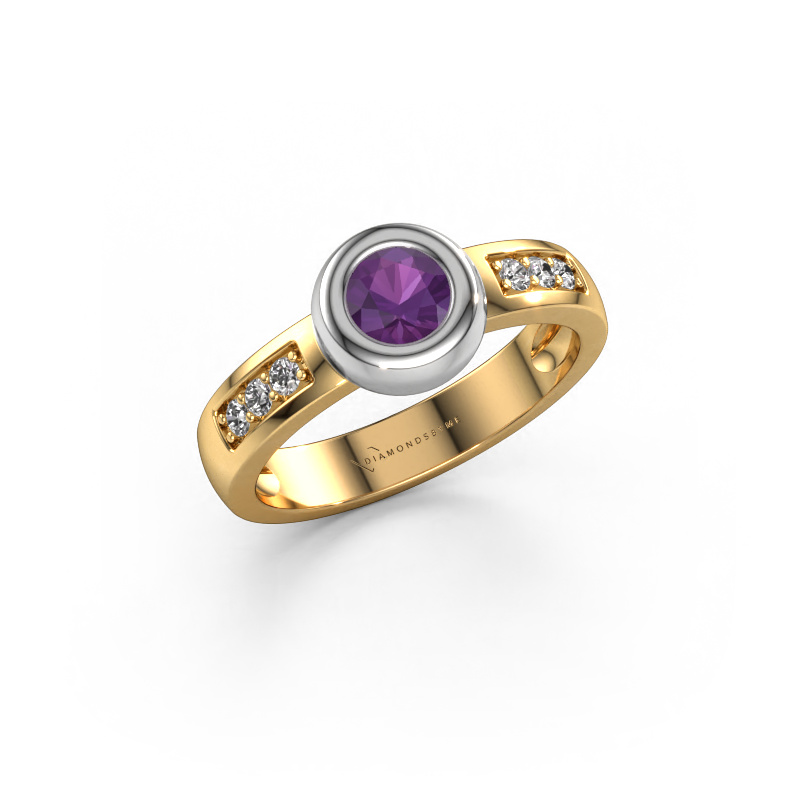 Image of Ring Charlotte Round 585 gold Amethyst 4.7 mm