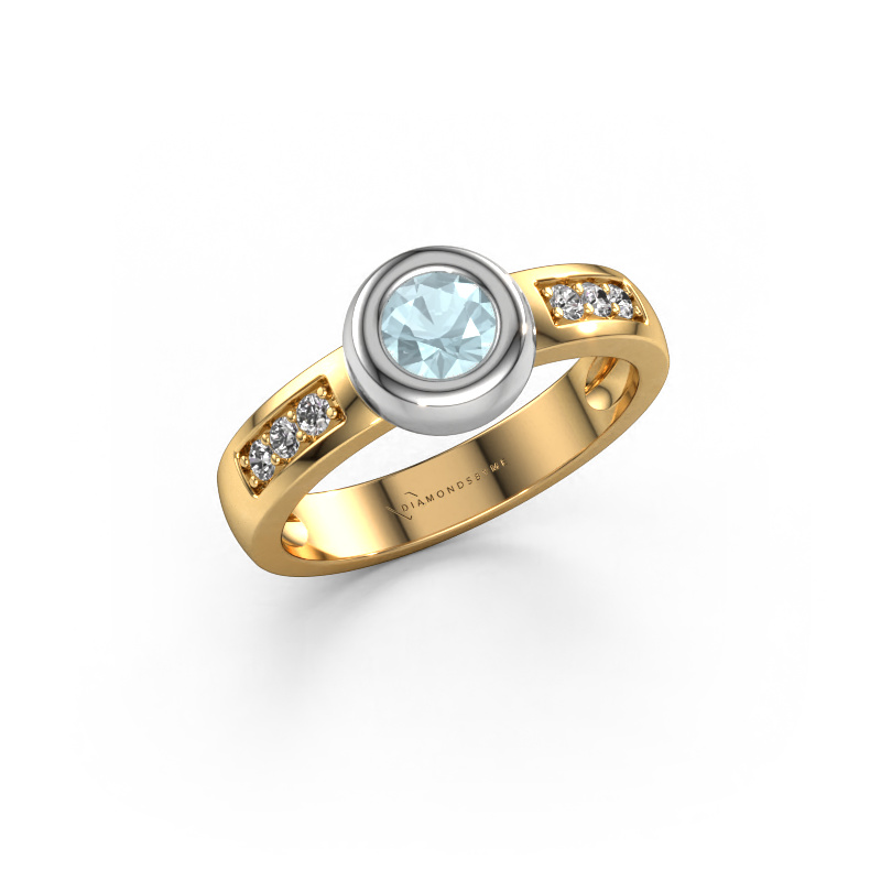 Image of Ring Charlotte Round 585 gold Aquamarine 4.7 mm