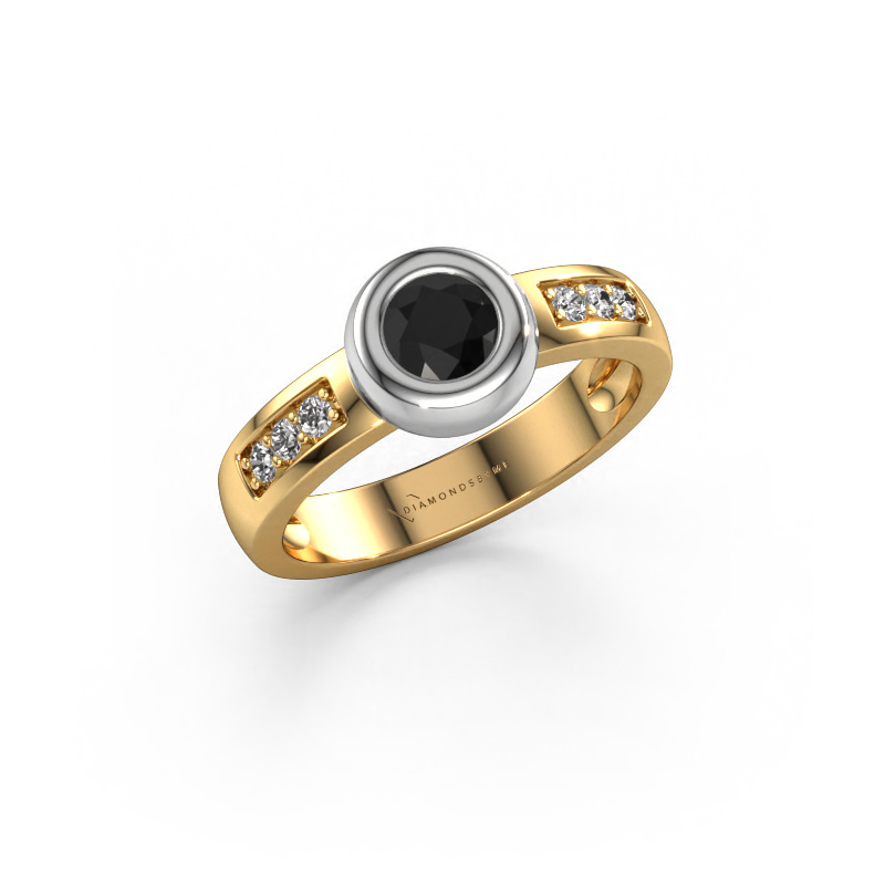 Image de Bague Charlotte Round 585 or jaune Diamant noir 0.60 crt