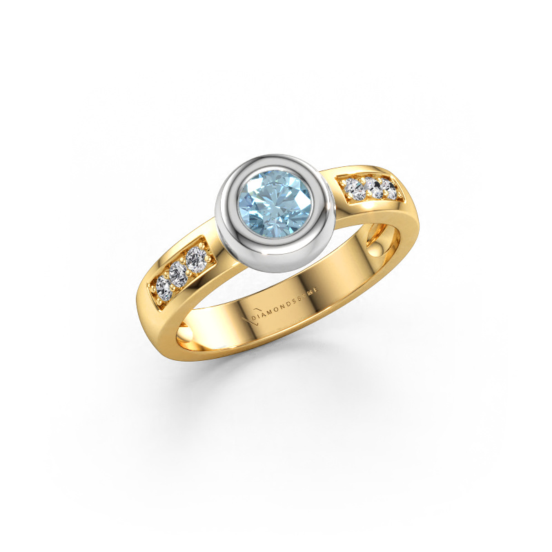 Immagine di Anello Charlotte Round 585 oro Diamante lab grown blu 4.7 mm