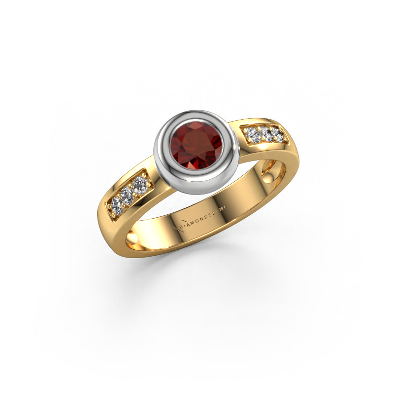 Image of Ring Charlotte Round 585 gold Garnet 4.7 mm