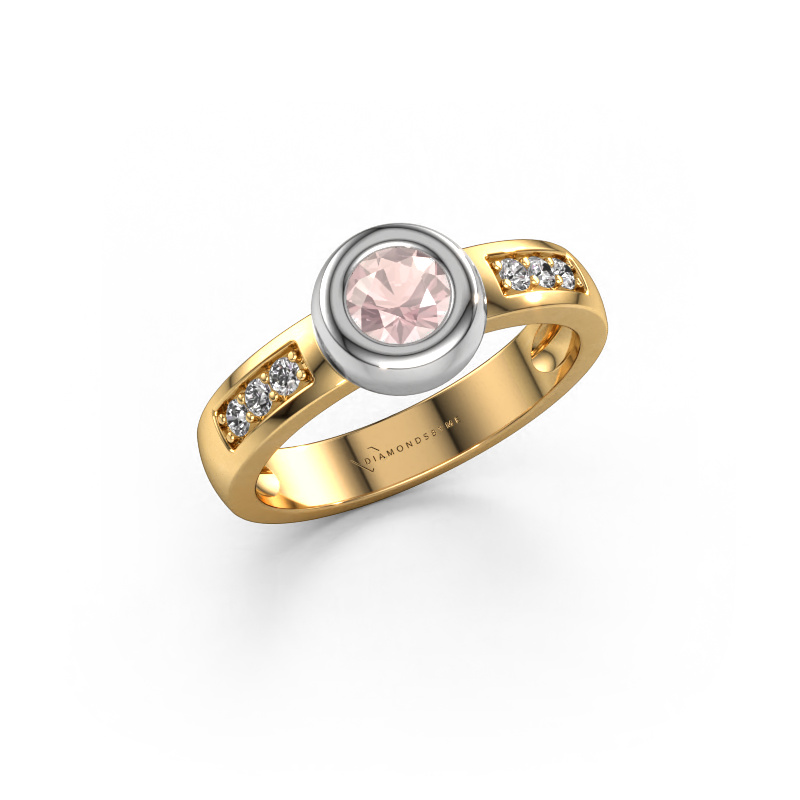 Image of Ring Charlotte Round 585 gold Morganite champagne 4.7 mm
