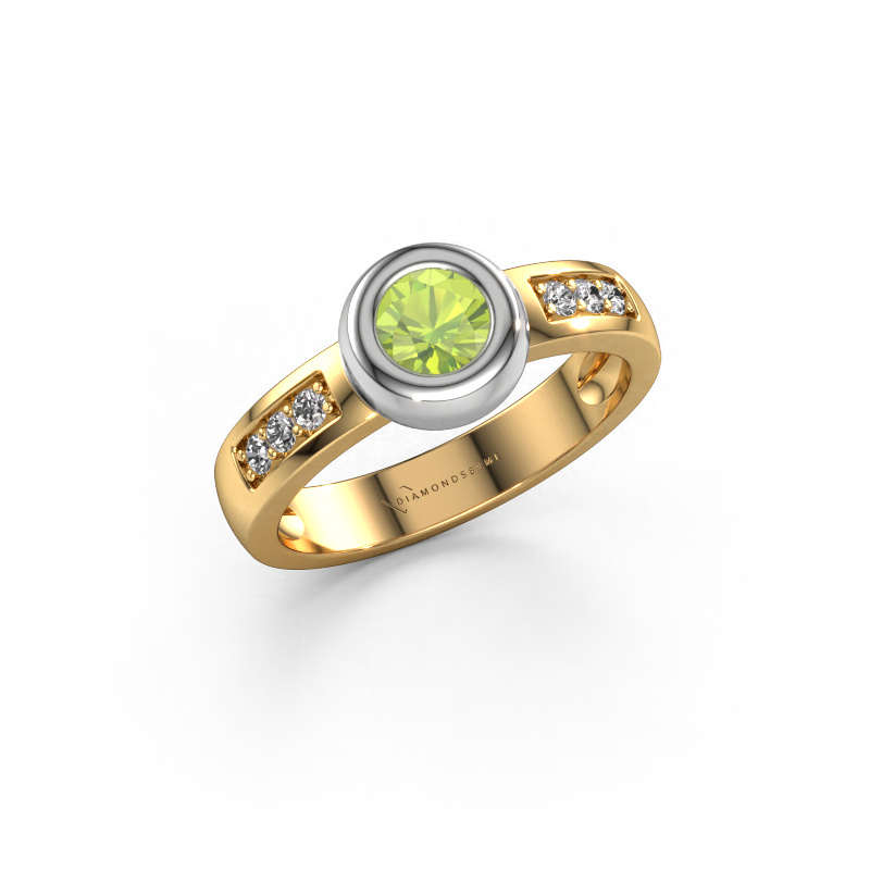 Image of Ring Charlotte Round 585 gold Peridot 4.7 mm
