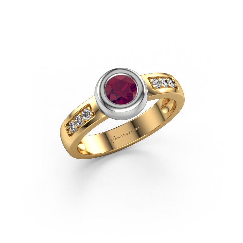 Image of Ring Charlotte Round 585 gold Rhodolite 4.7 mm