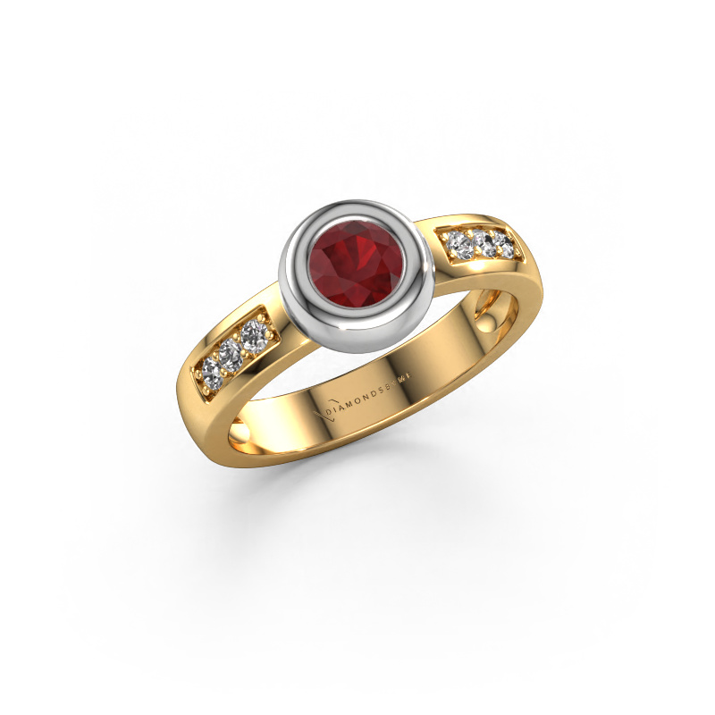 Image of Ring Charlotte Round 585 gold Ruby 4.7 mm