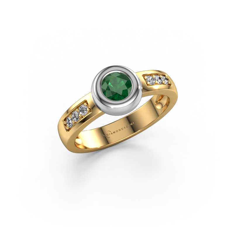 Image of Ring Charlotte Round 585 gold Emerald 4.7 mm