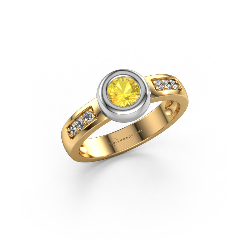 Image of Ring Charlotte Round 585 gold Yellow sapphire 4.7 mm
