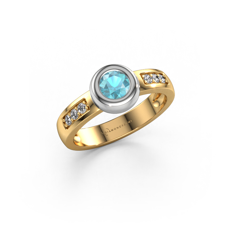 Image de Bague Charlotte Round 585 or jaune Topaze bleue 4.7 mm