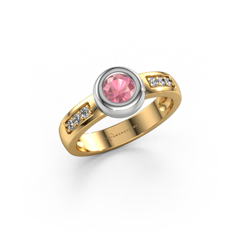 Image of Ring Charlotte Round 585 gold Tourmaline pink 4.7 mm