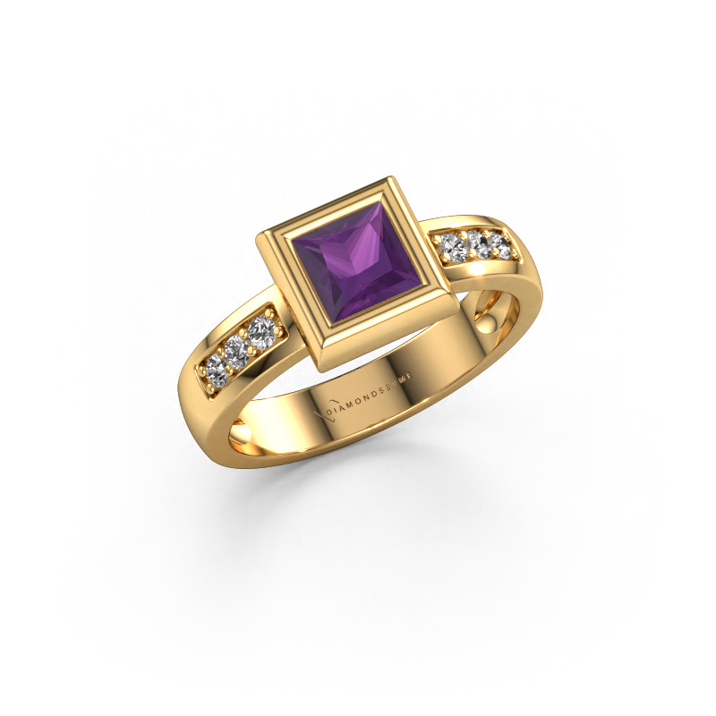Image of Ring Charlotte Square 585 gold Amethyst 5 mm