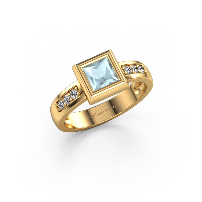 Afbeelding van Ring Charlotte Square 585 goud Aquamarijn 5 mm