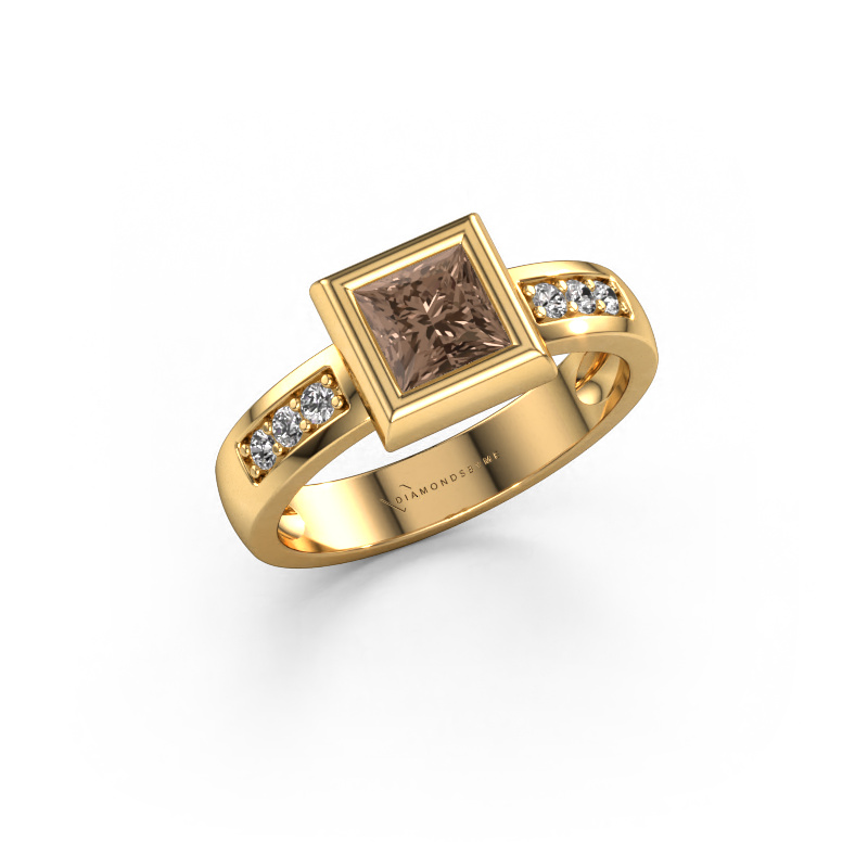 Image of Ring Charlotte Square 585 gold Brown diamond 0.92 crt