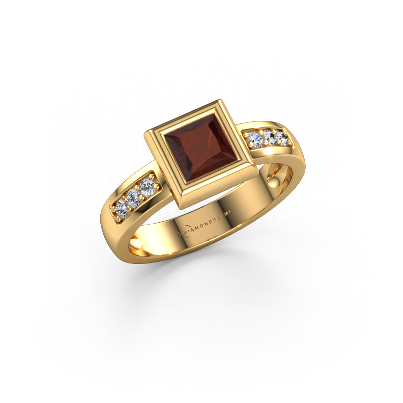 Image of Ring Charlotte Square 585 gold Garnet 5 mm