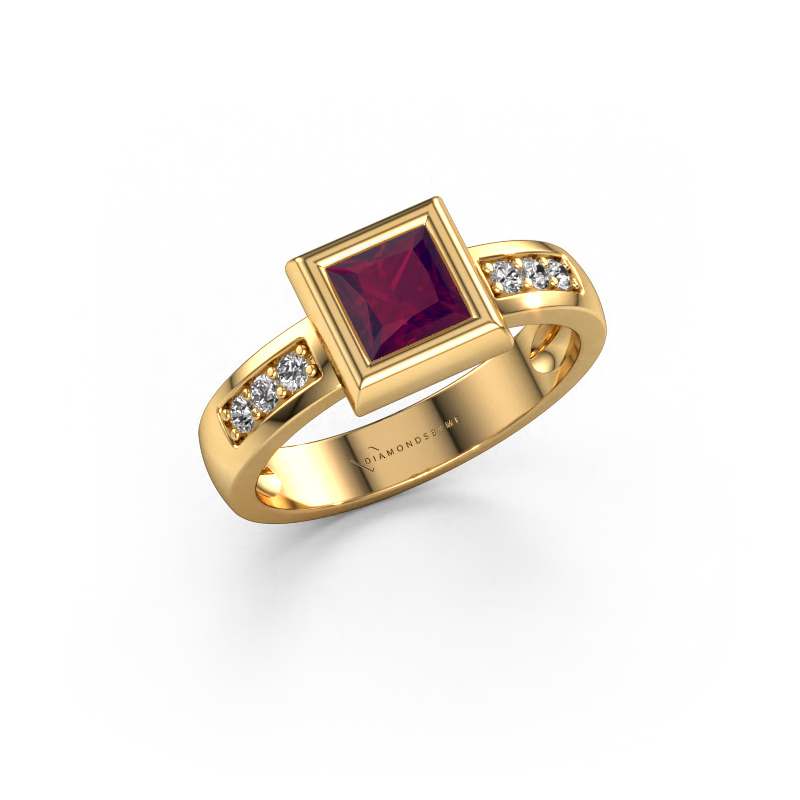Image of Ring Charlotte Square 585 gold Rhodolite 5 mm