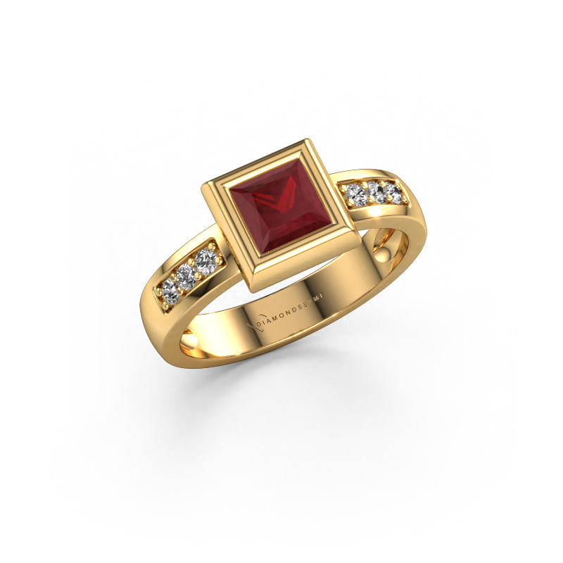 Image of Ring Charlotte Square 585 gold Ruby 5 mm