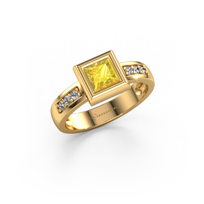 Image of Ring Charlotte Square 585 gold Yellow sapphire 5 mm