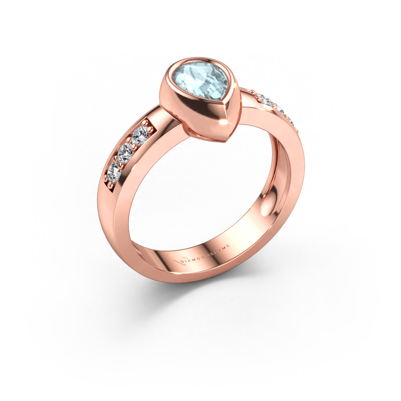 Bild av Ring Charlotte Pear 585 roséguld Akvamarin 8x5 mm