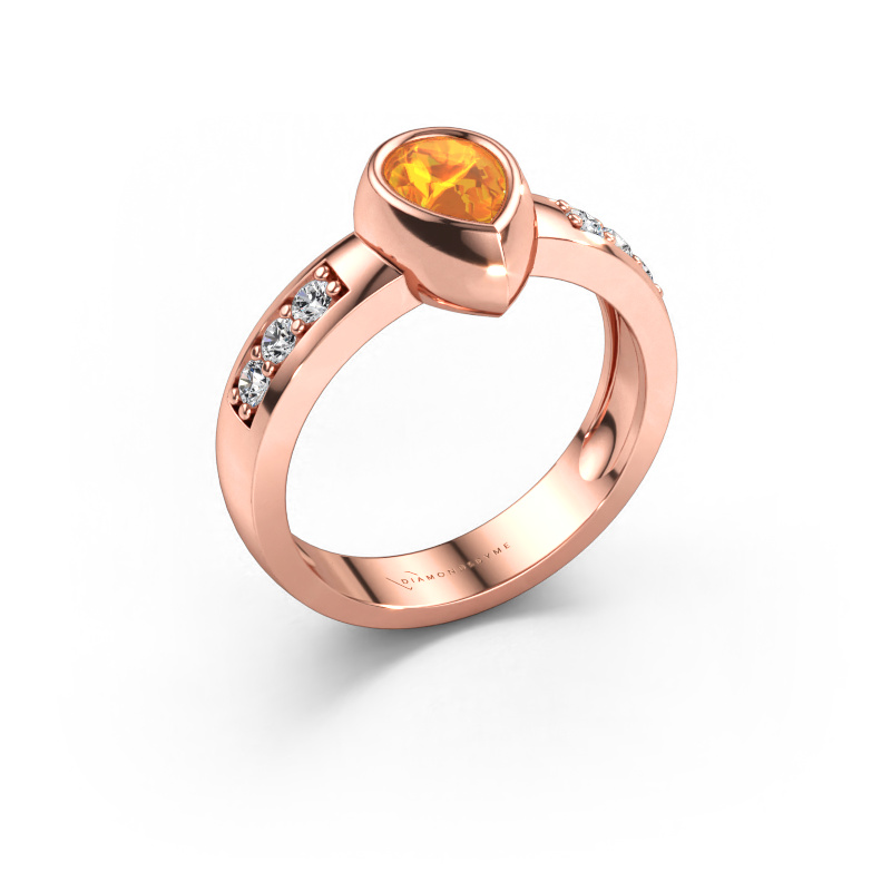 Immagine di Anello Charlotte Pear 585 oro rosa Citrino 8x5 mm