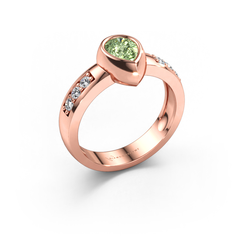 Bild av Ring Charlotte Pear 585 roséguld Grön labbodlad diamant 8x5 mm