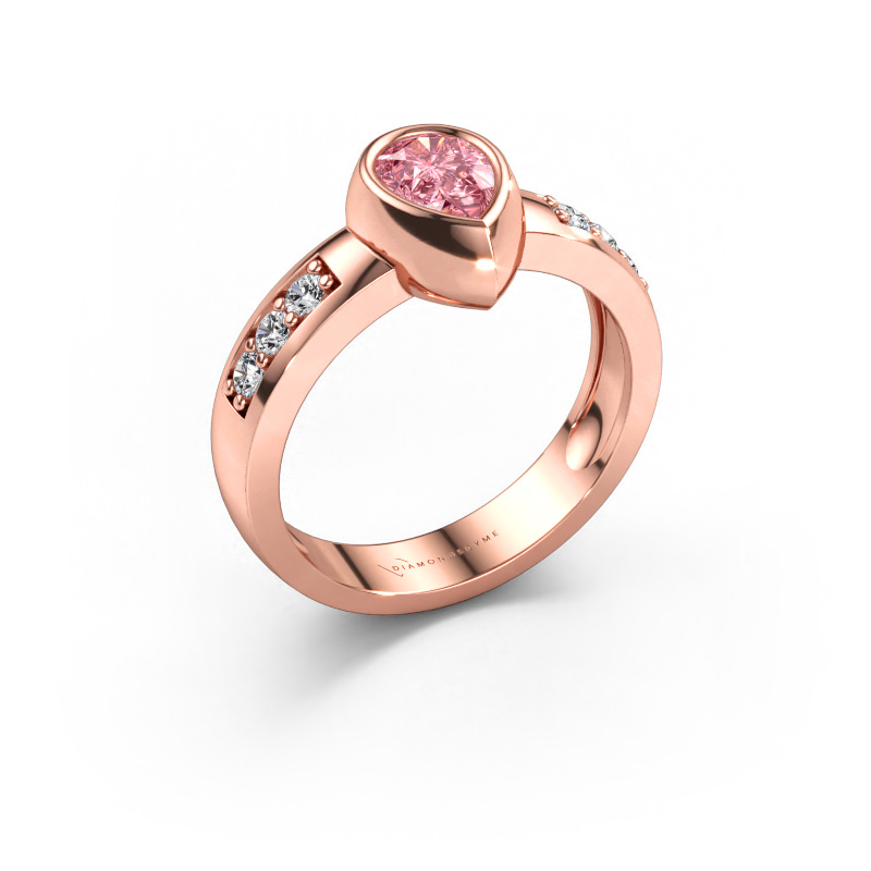 Immagine di Anello Charlotte Pear 585 oro rosa Diamante lab grown rosa 8x5 mm
