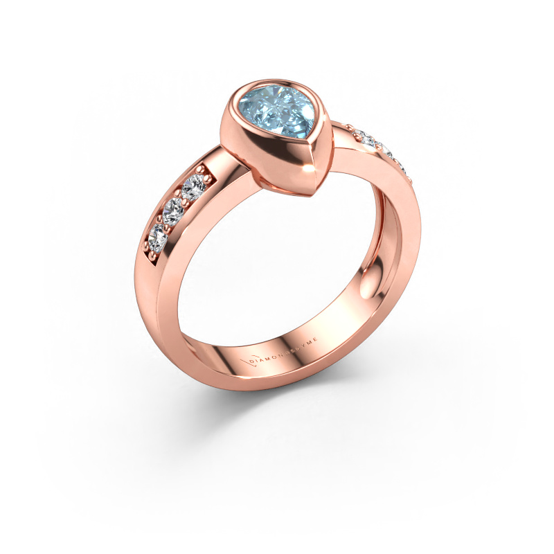 Immagine di Anello Charlotte Pear 585 oro rosa Diamante lab grown blu 8x5 mm