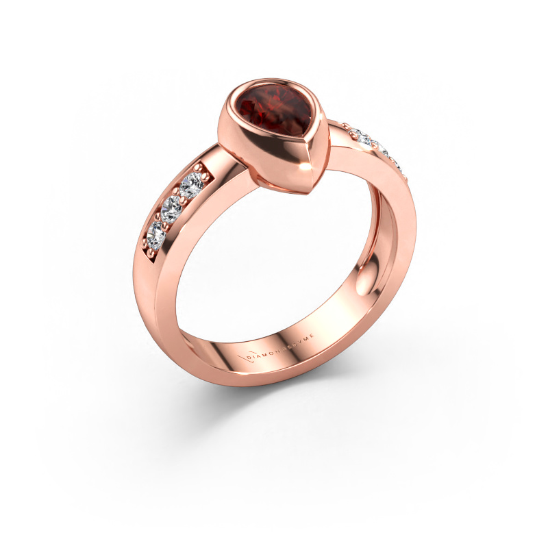 Bild av Ring Charlotte Pear 585 roséguld Granat 8x5 mm