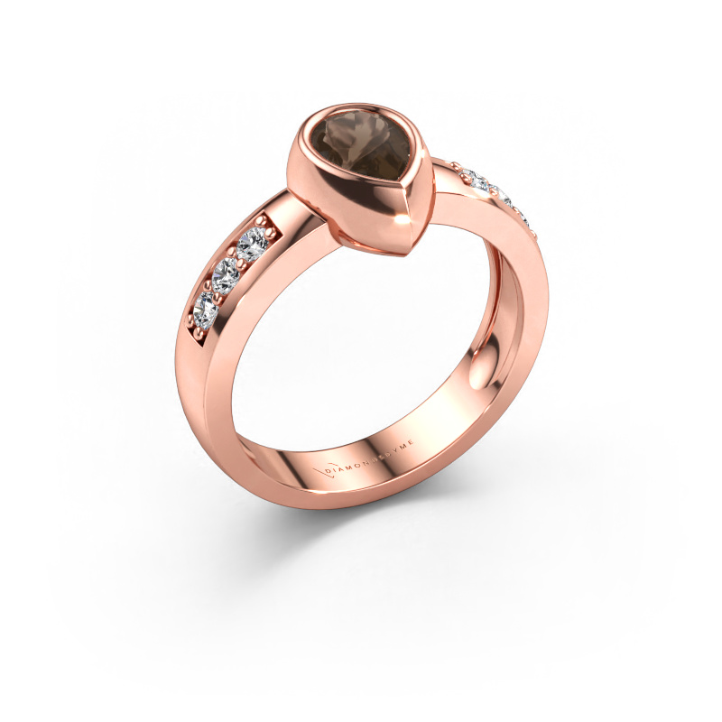 Immagine di Anello Charlotte Pear 585 oro rosa Quarzo fumé 8x5 mm