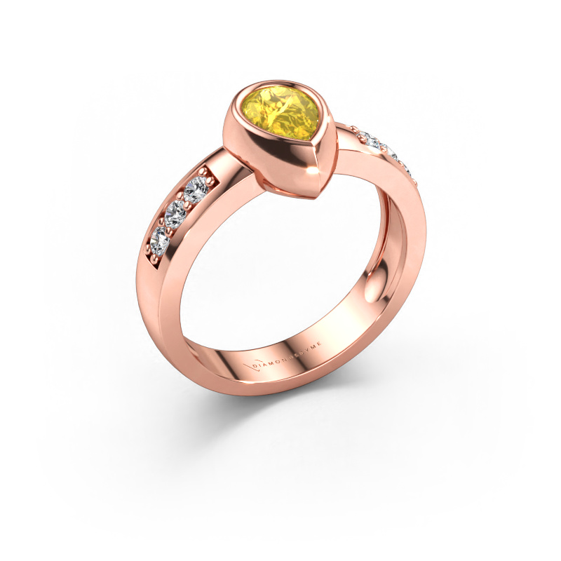 Immagine di Anello Charlotte Pear 585 oro rosa Zaffiro giallo 8x5 mm