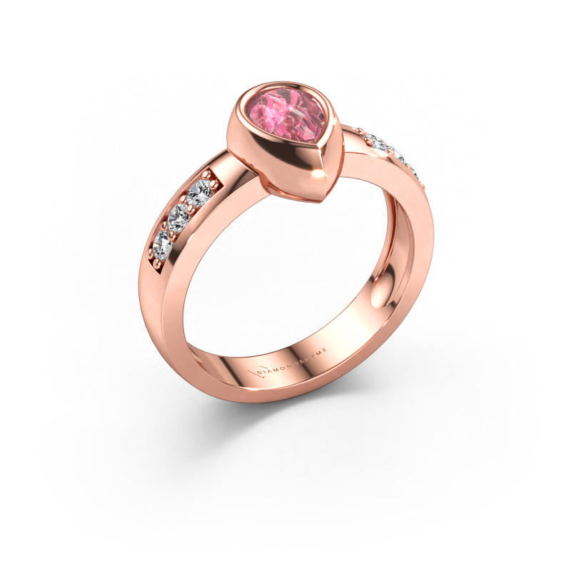 Immagine di Anello Charlotte Pear 585 oro rosa Tormalina rosa 8x5 mm