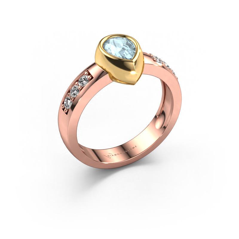 Image of Ring Charlotte Pear 585 rose gold Aquamarine 8x5 mm