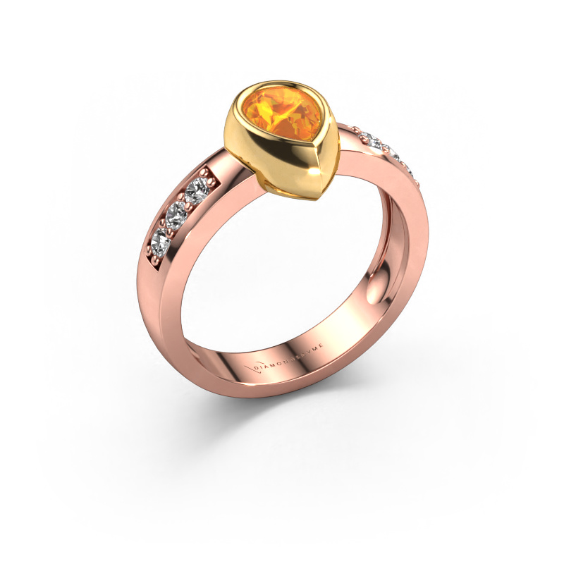 Image of Ring Charlotte Pear 585 rose gold Citrin 8x5 mm
