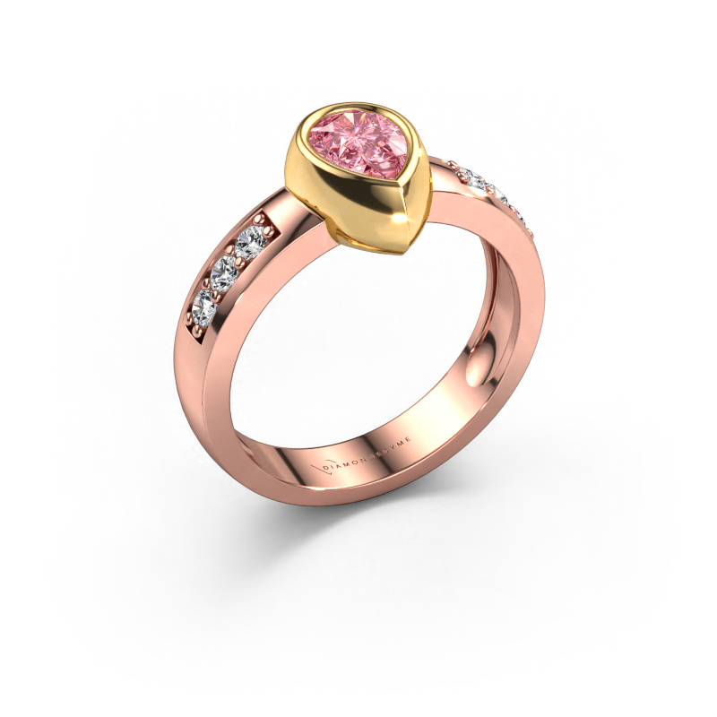 Bild von Ring Charlotte Pear 585 Roségold Rosa Labordiamant 8x5 mm