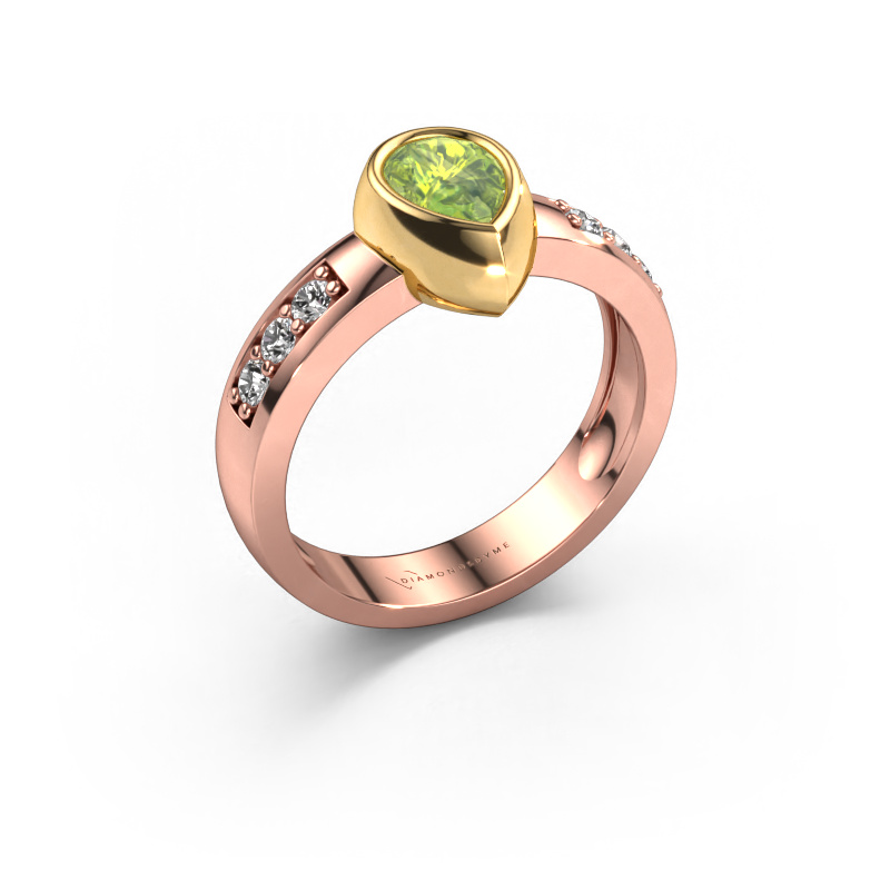 Bild von Ring Charlotte Pear 585 Roségold Peridot 8x5 mm