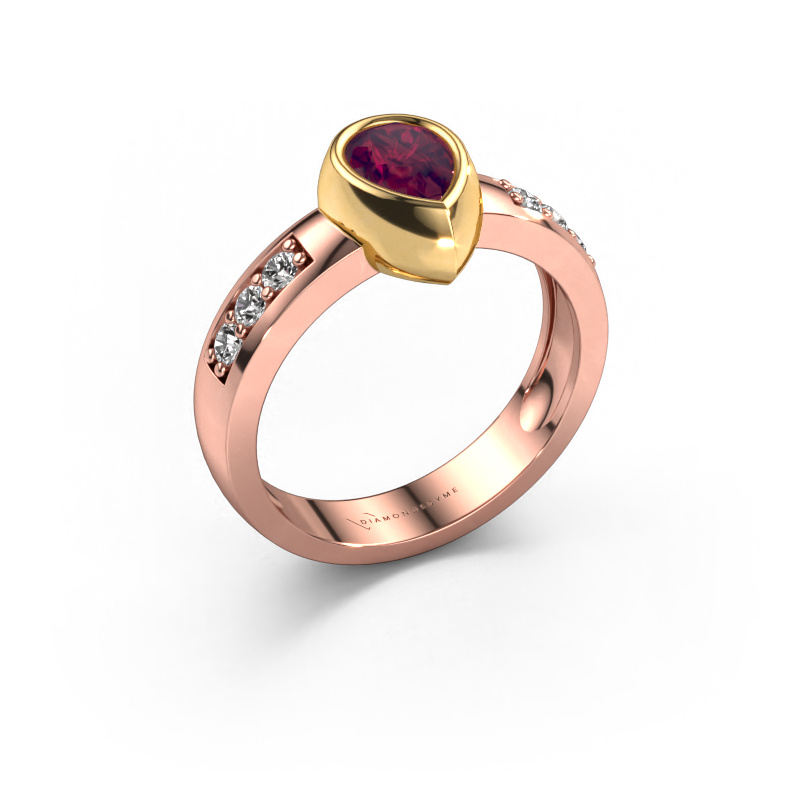 Image of Ring Charlotte Pear 585 rose gold Rhodolite 8x5 mm