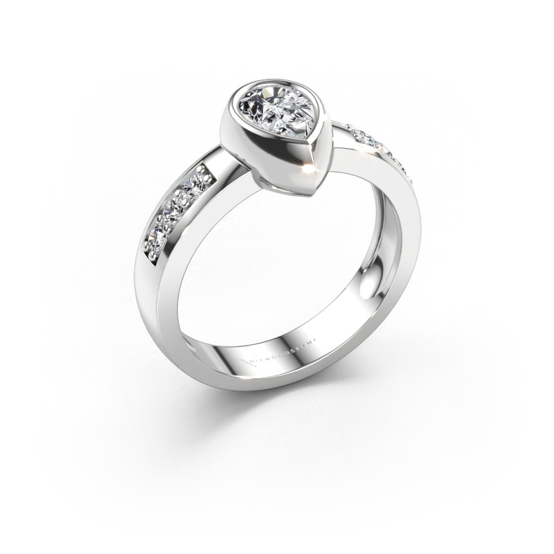 Bild av Ring Charlotte Pear 585 vitt guld Diamant efter eget val 8x5 mm