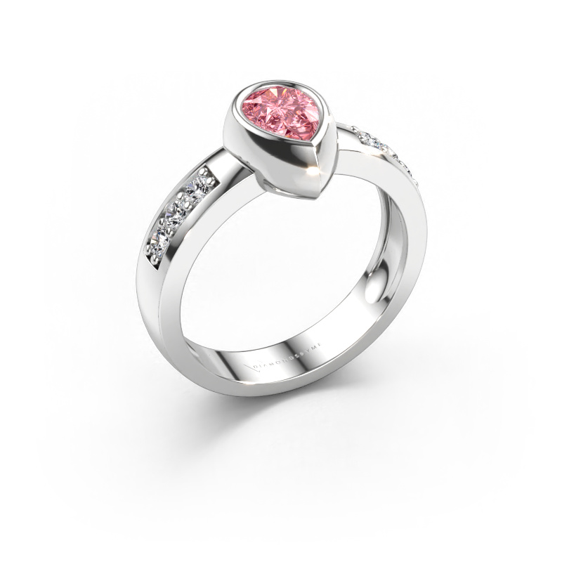 Bild av Ring Charlotte Pear 585 vitt guld Rosa labbodlad diamant 8x5 mm
