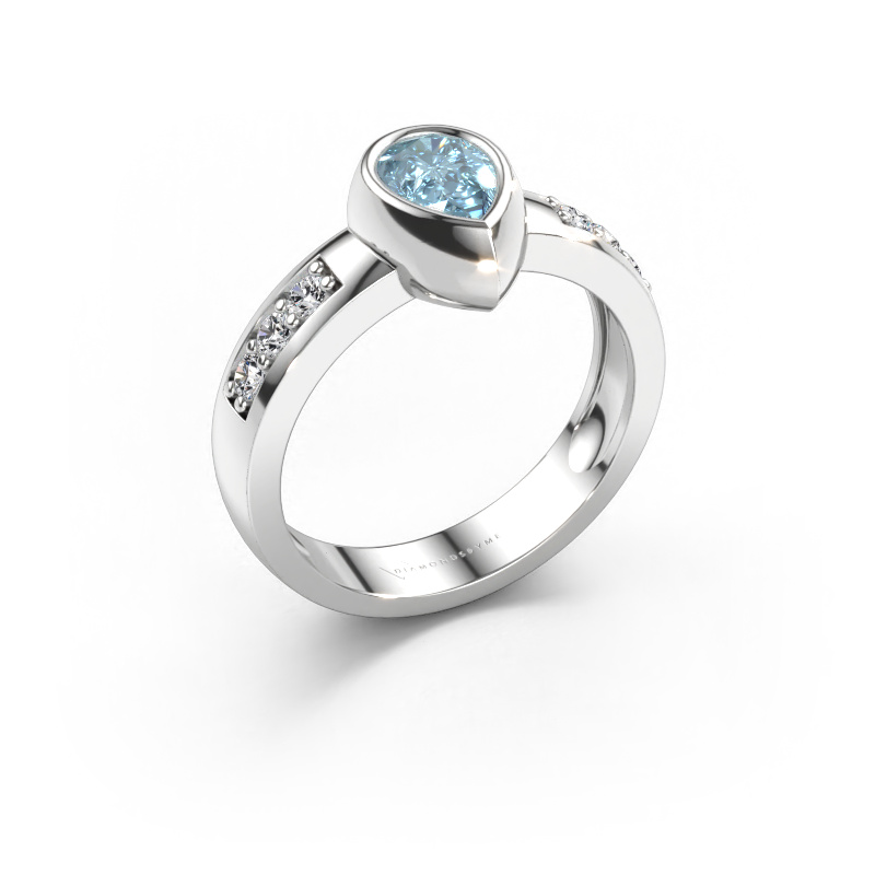 Immagine di Anello Charlotte Pear 585 oro bianco Diamante lab grown blu 8x5 mm