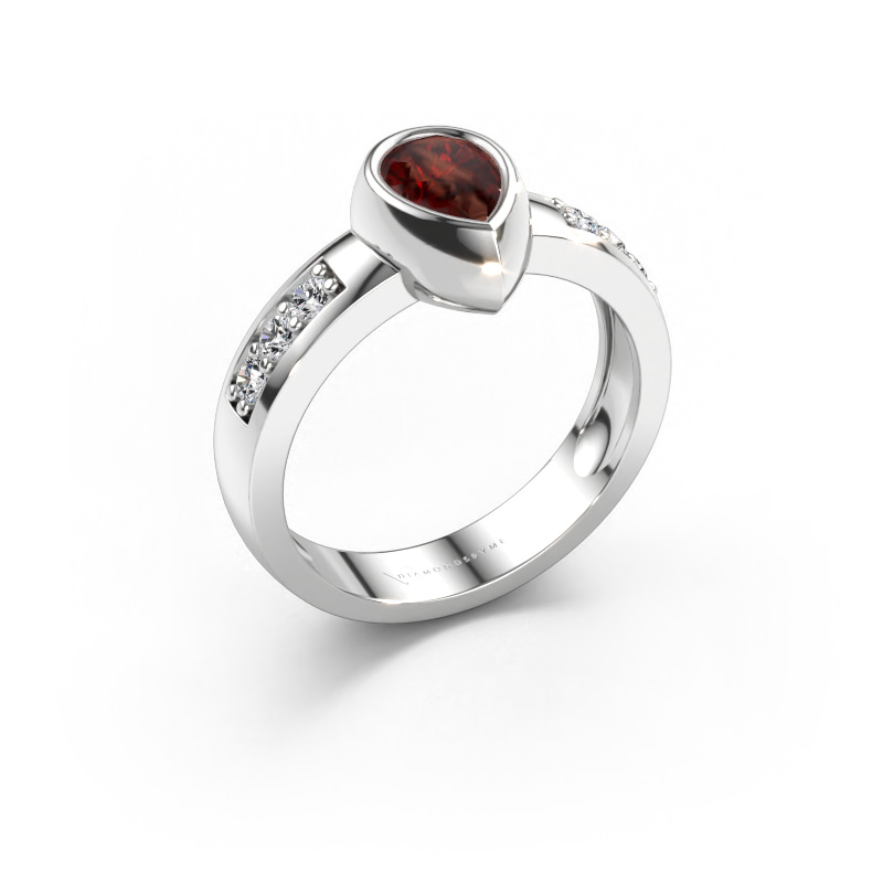 Bild von Ring Charlotte Pear 585 Weißgold Granat 8x5 mm