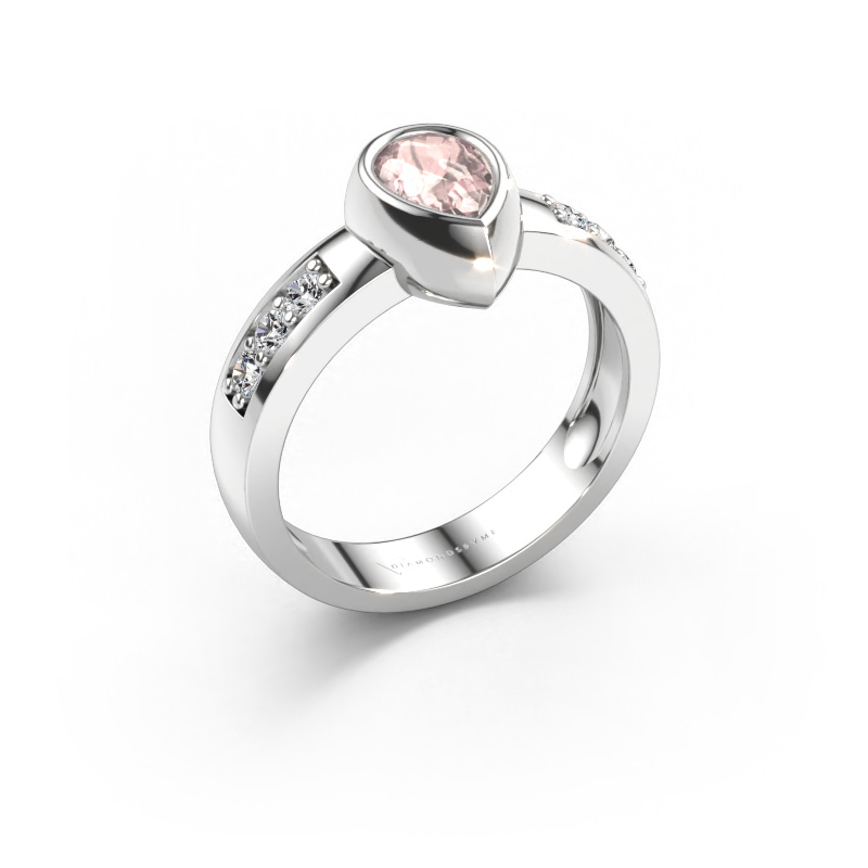 Bild av Ring Charlotte Pear 585 vitt guld Champagnefärgad morganit 8x5 mm