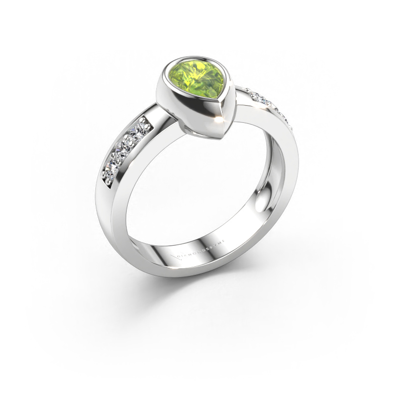 Bild von Ring Charlotte Pear 585 Weißgold Peridot 8x5 mm