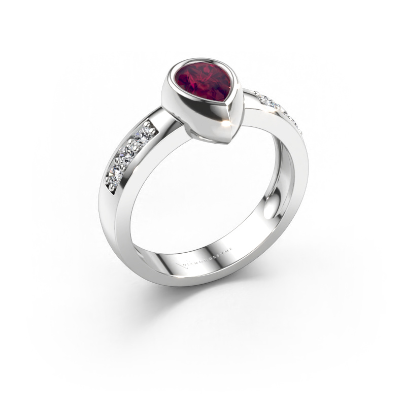 Bild av Ring Charlotte Pear 585 vitt guld Rodolit 8x5 mm
