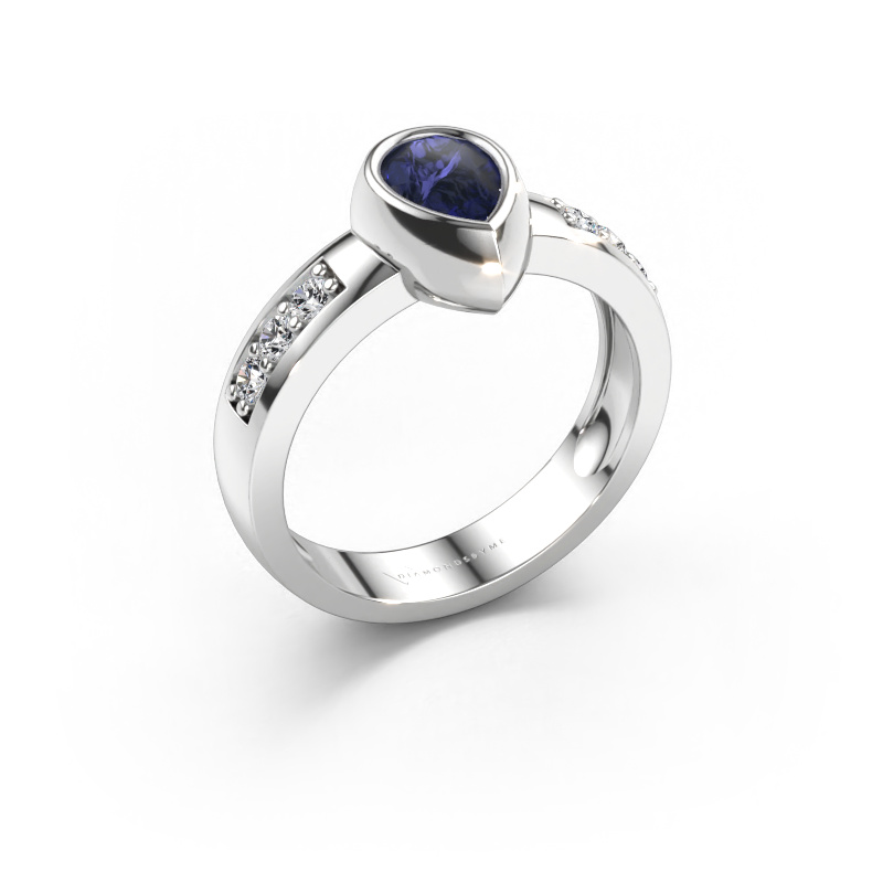 Bild av Ring Charlotte Pear 585 vitt guld Safir 8x5 mm