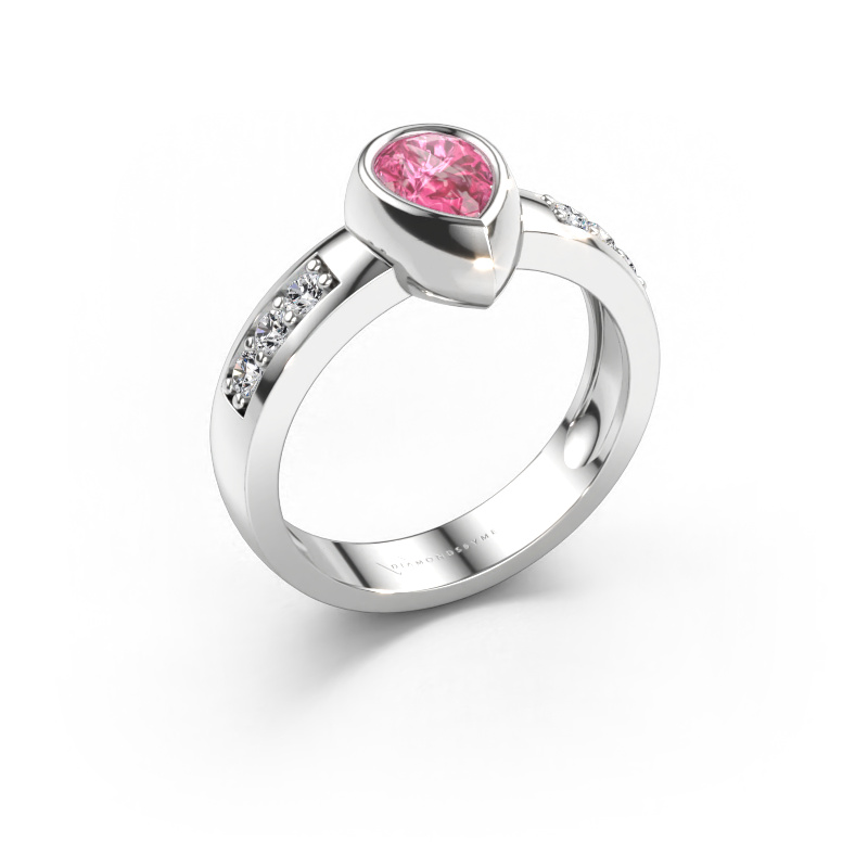 Immagine di Anello Charlotte Pear 585 oro bianco Zaffiro rosa 8x5 mm