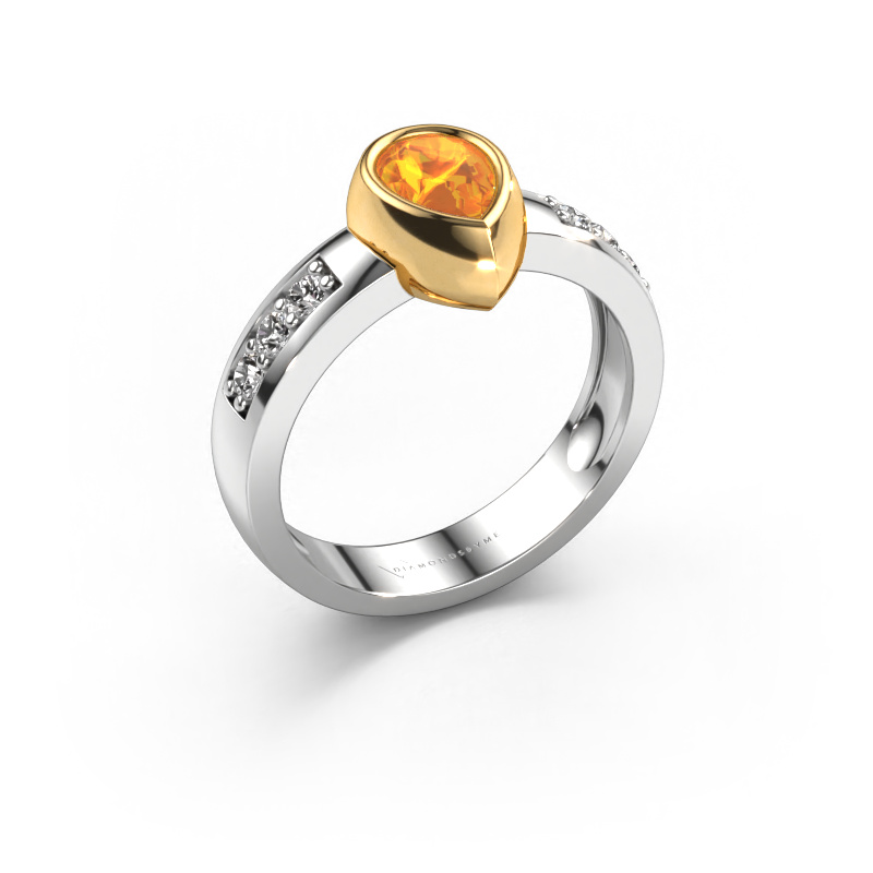 Bild von Ring Charlotte Pear 585 Weißgold Citrin 8x5 mm