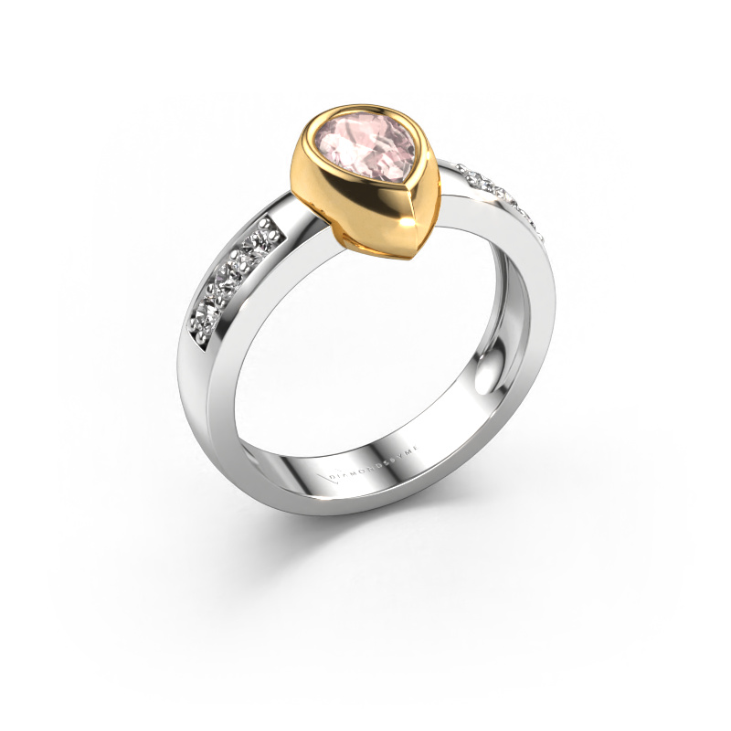 Bild von Ring Charlotte Pear 585 Weißgold Morganit Champagner 8x5 mm