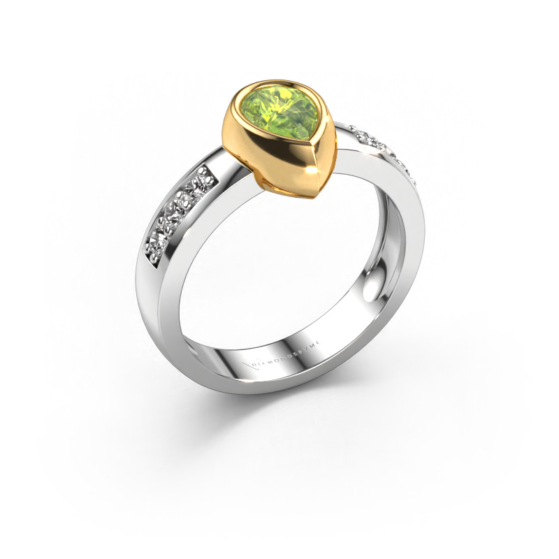 Image of Ring Charlotte Pear 585 white gold Peridot 8x5 mm