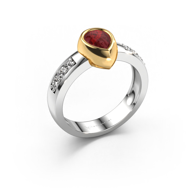Image of Ring Charlotte Pear 585 white gold Ruby 8x5 mm
