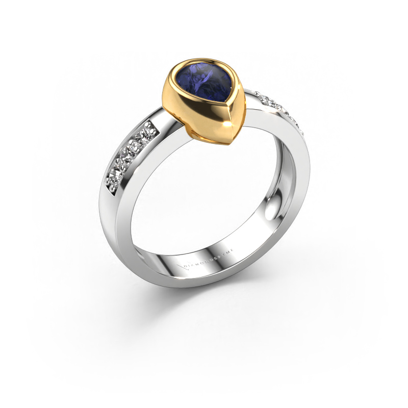 Image of Ring Charlotte Pear 585 white gold Sapphire 8x5 mm