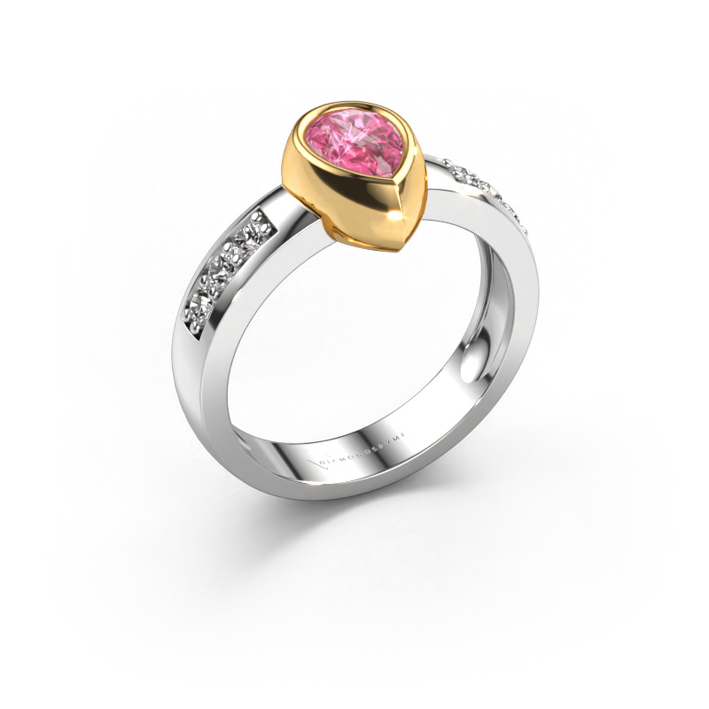 Image of Ring Charlotte Pear 585 white gold Pink sapphire 8x5 mm