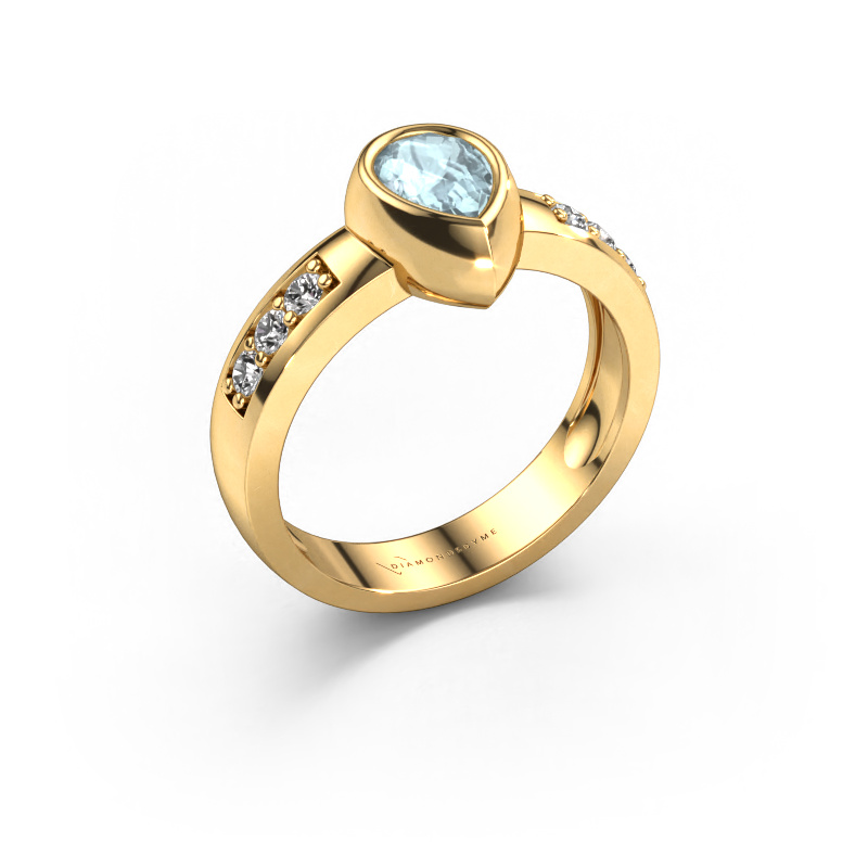 Image de Bague Charlotte Pear 585 or jaune Aigue-marine 8x5 mm